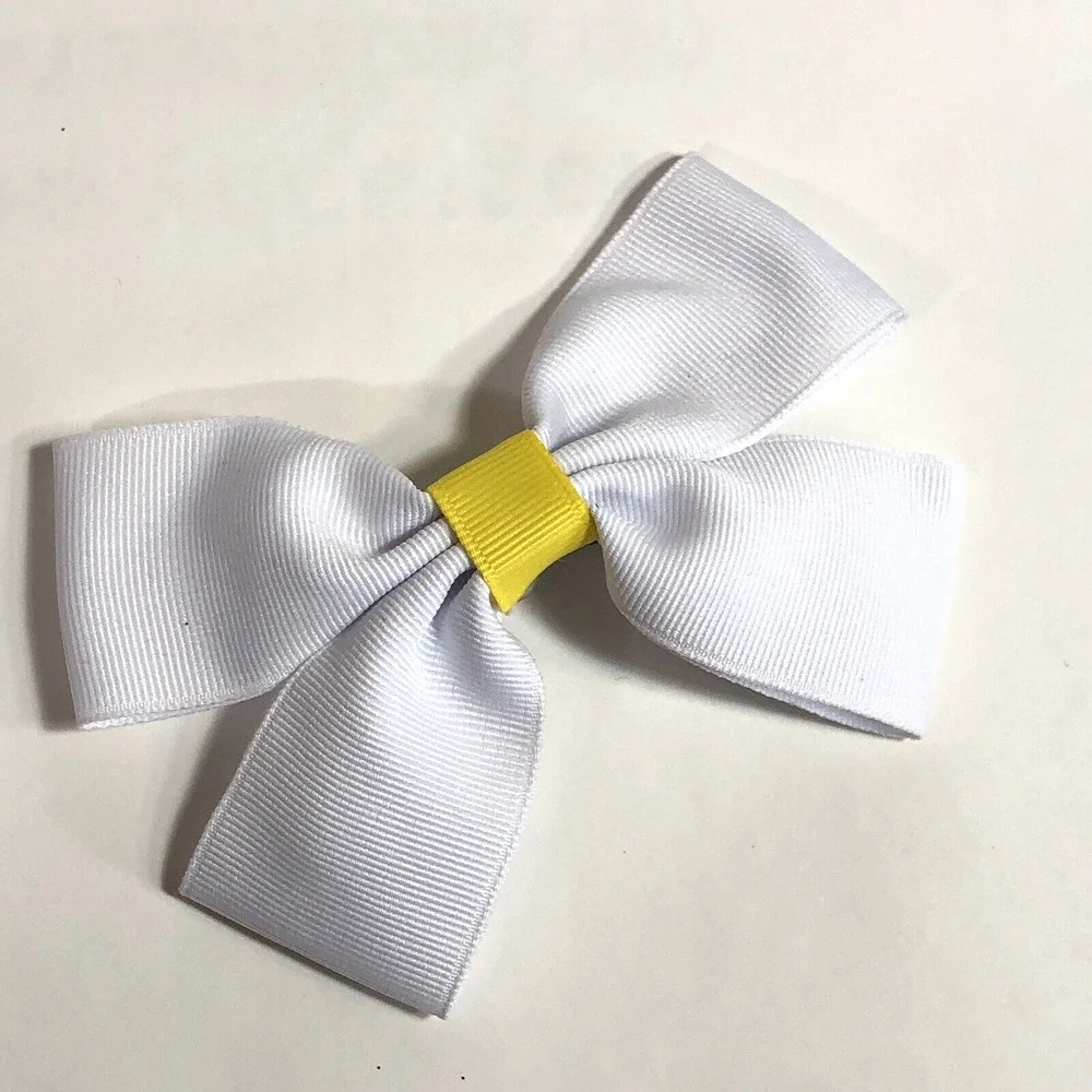Pair Hair Clip Barrettes - Teal Blue White - Ribbon Bow Knot New Coquette 5